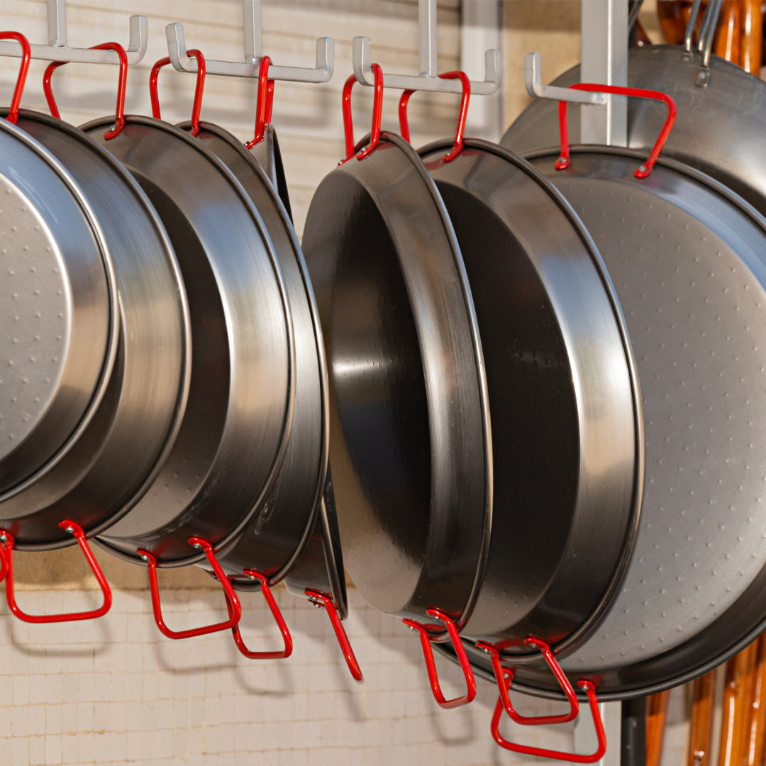 Paella pans hanging