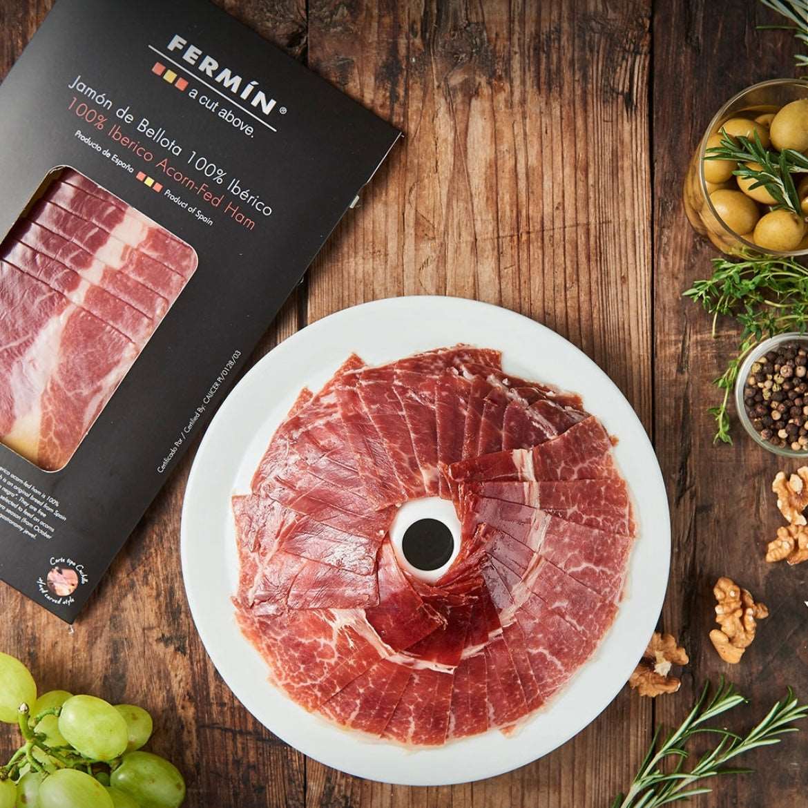 Sliced Ibérico Ham Bellota "Pata Negra" by Fermin Fermin