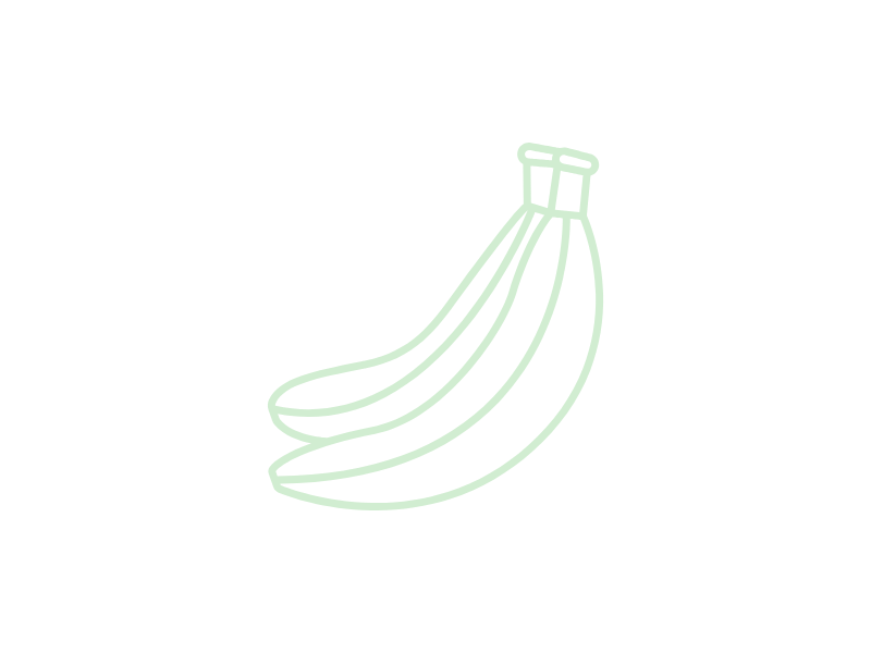 Outline of a bunch of bananas on a green background