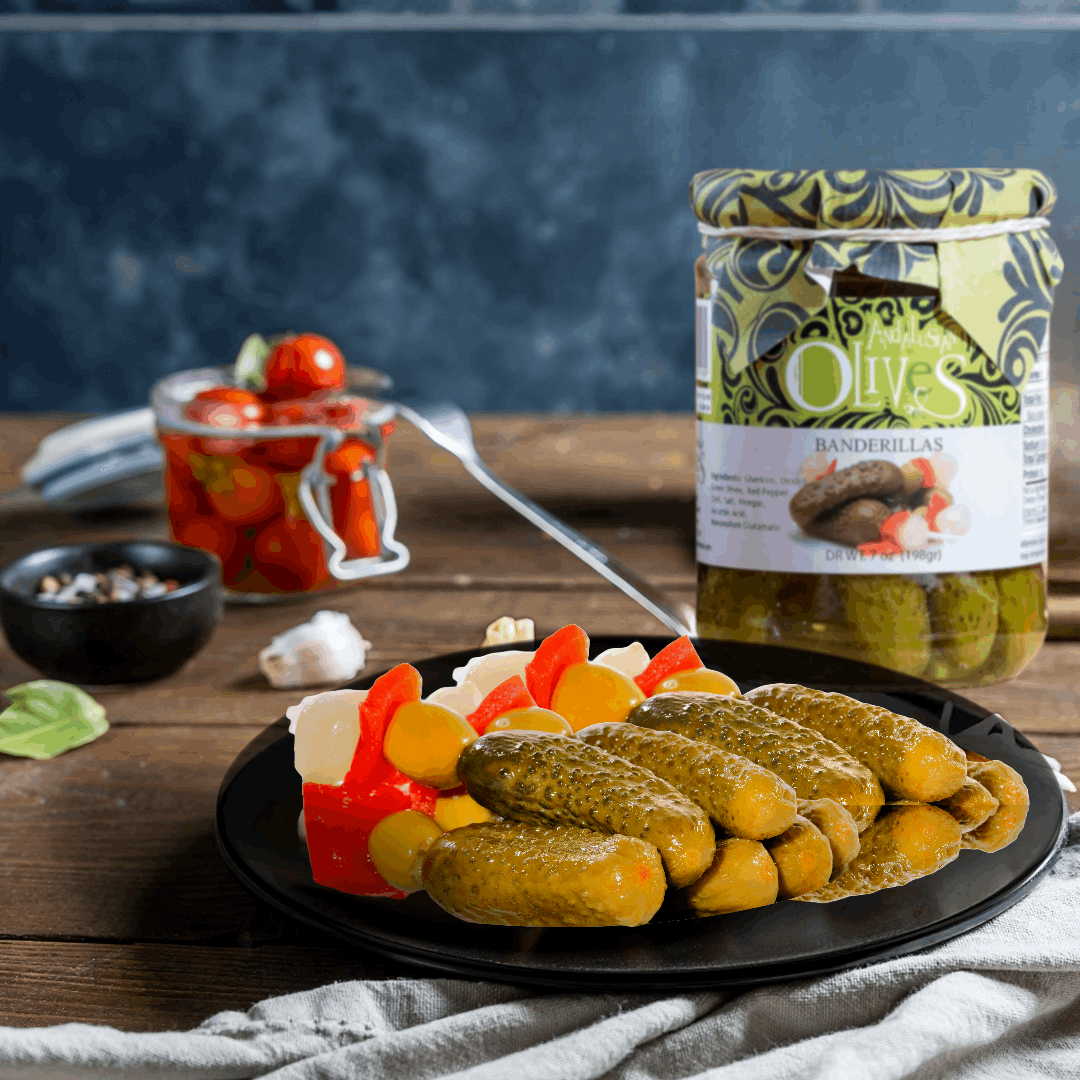 Pickled Banderillas Skewers Andalusian Olives