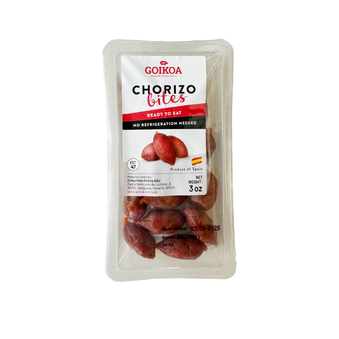 Packaged Goikoa Chorizo Bites on a white background