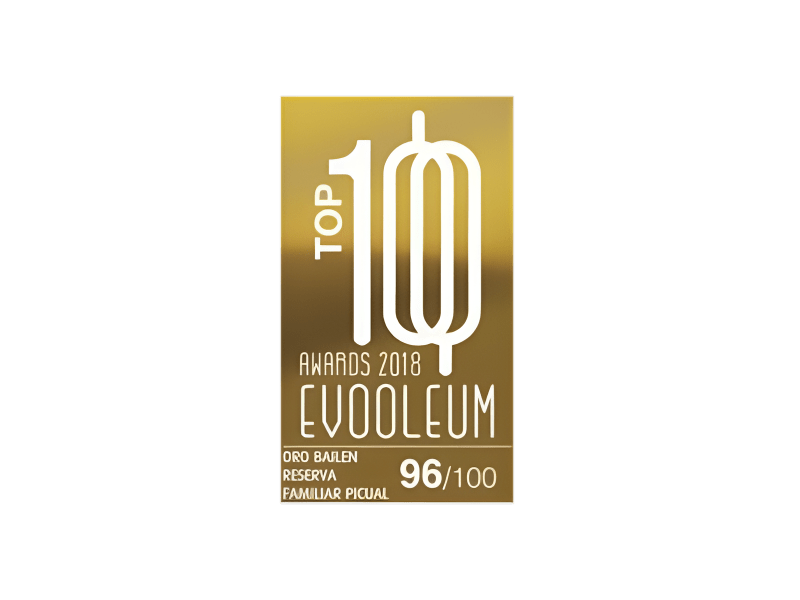 Gold award badge with white text on a green background