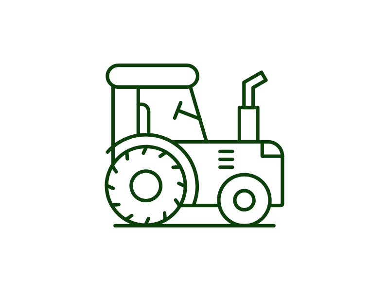 Outline of a tractor on a green background
