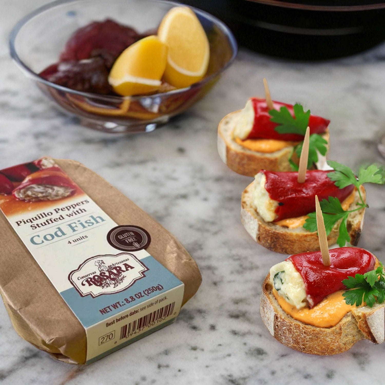 Piquillo Peppers Stuffed with Cod Fish by Rosara Rosara