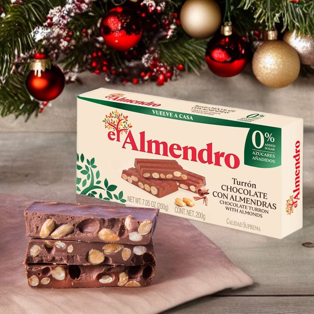 El Almendro Turron Chocolate with Almonds No Sugar Added El Almendro