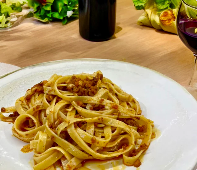 spaguetti with sobrasada