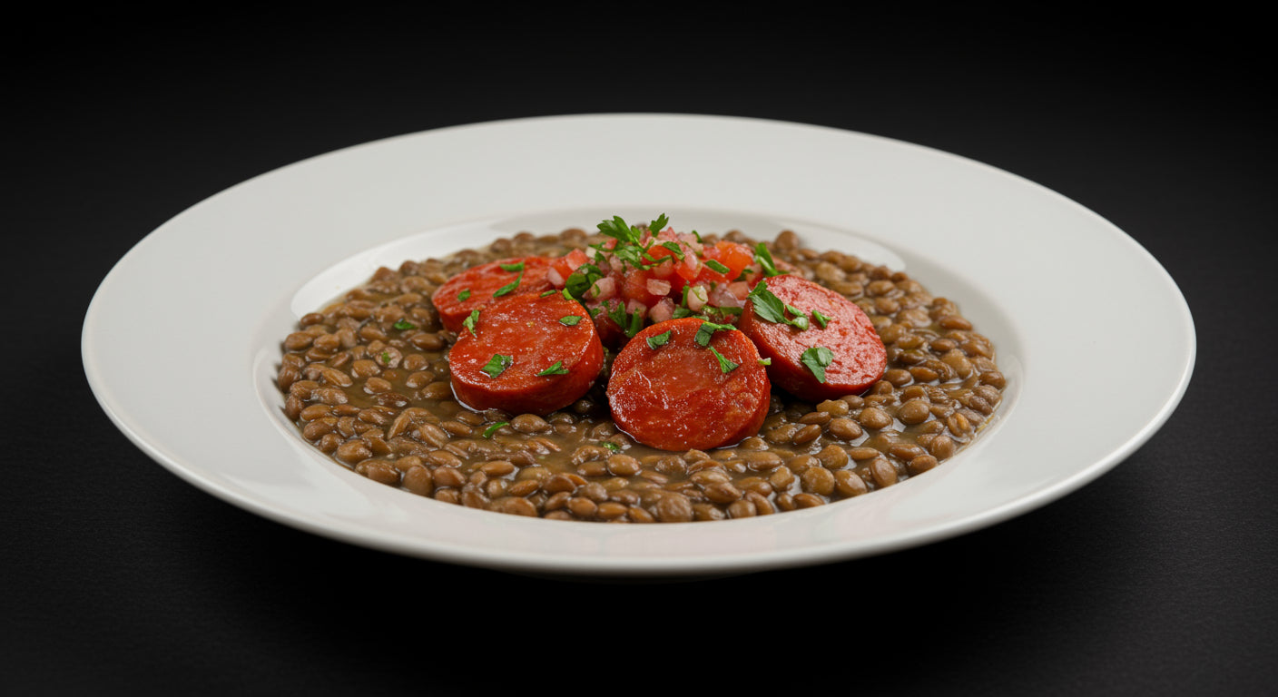 comfort spanish food - lentils with chorizo