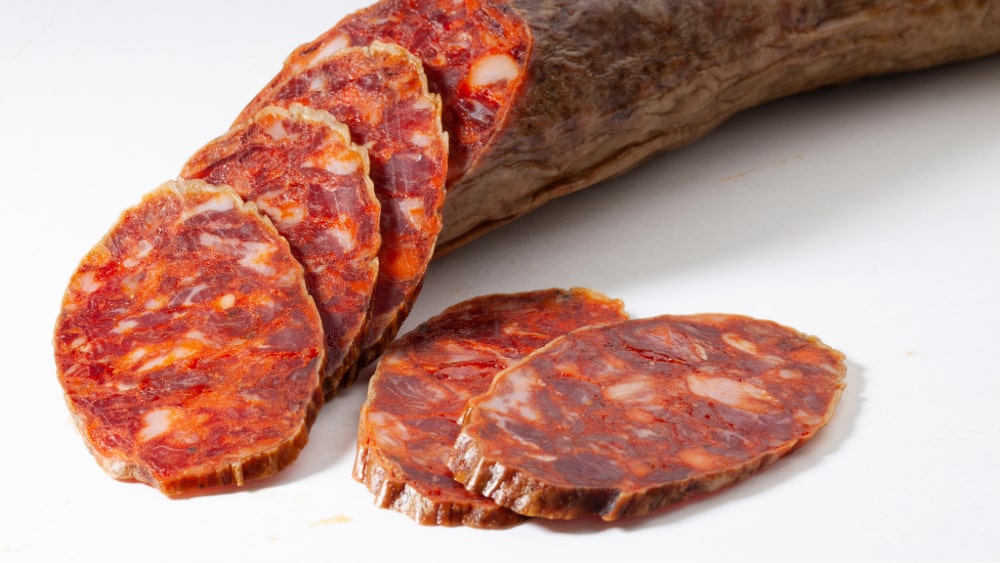 sliced chorizo iberico sausage