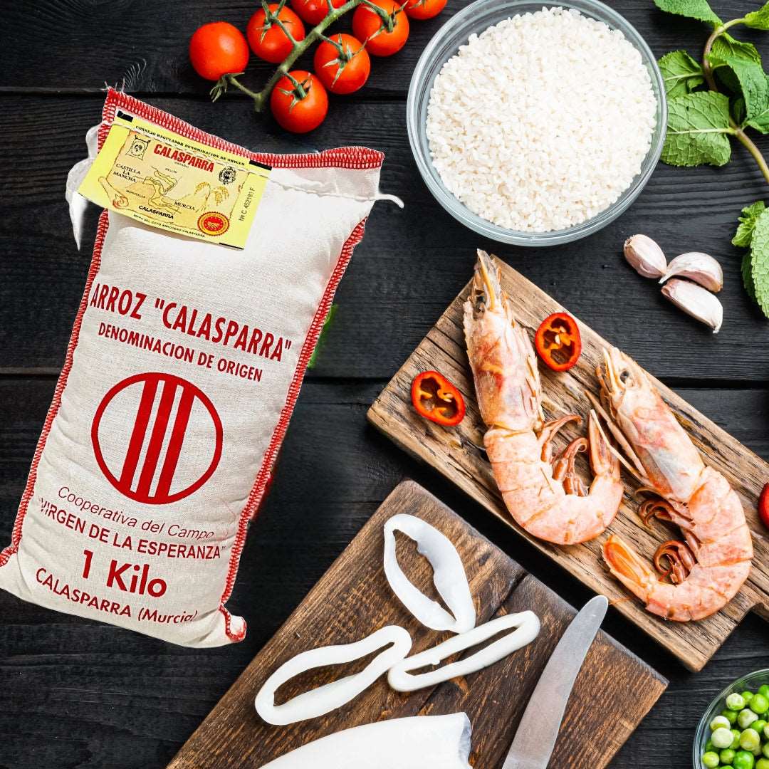 Calasparra Rice  and paella ingredients