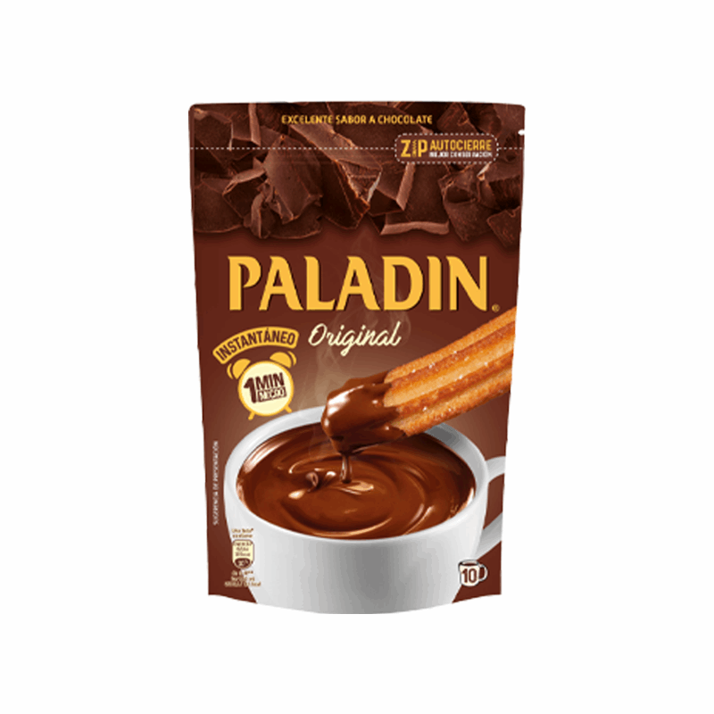 a package of Paladin Hot Thick Chocolate