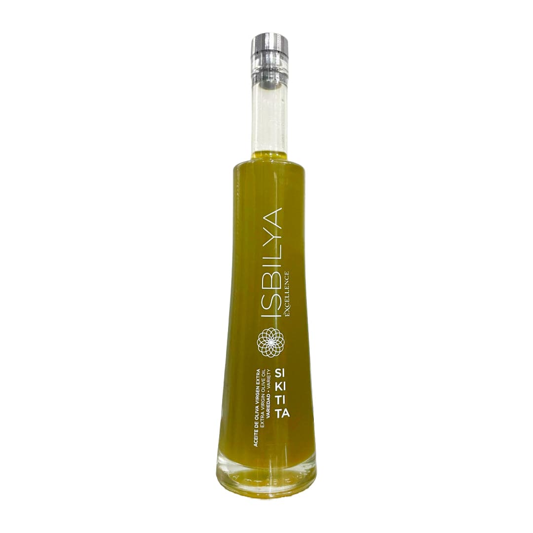 bottle of Isbilya unfiltered olive oil