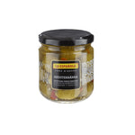 Jar of La Española mediterranea pickled vegetables on a white background