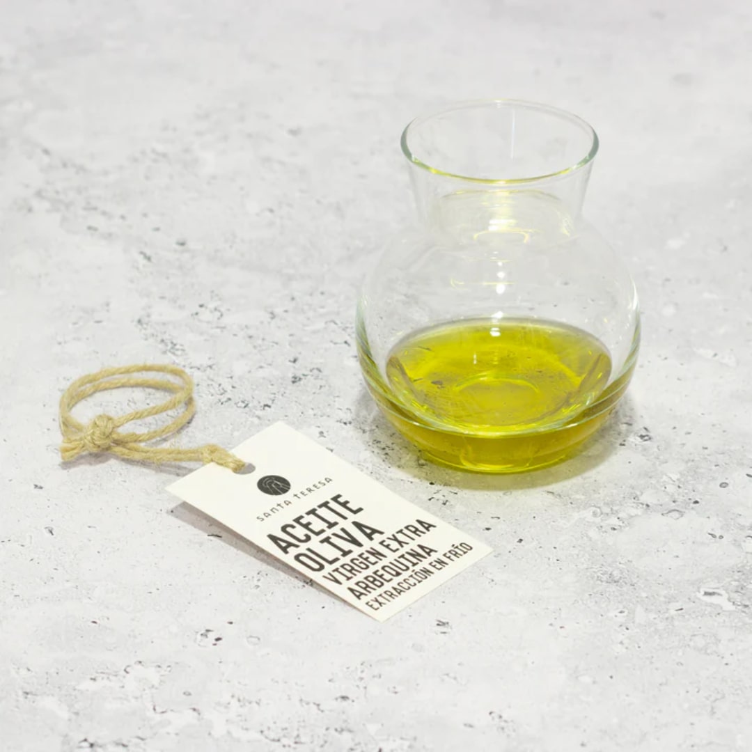 arbequina olive oil on a glass