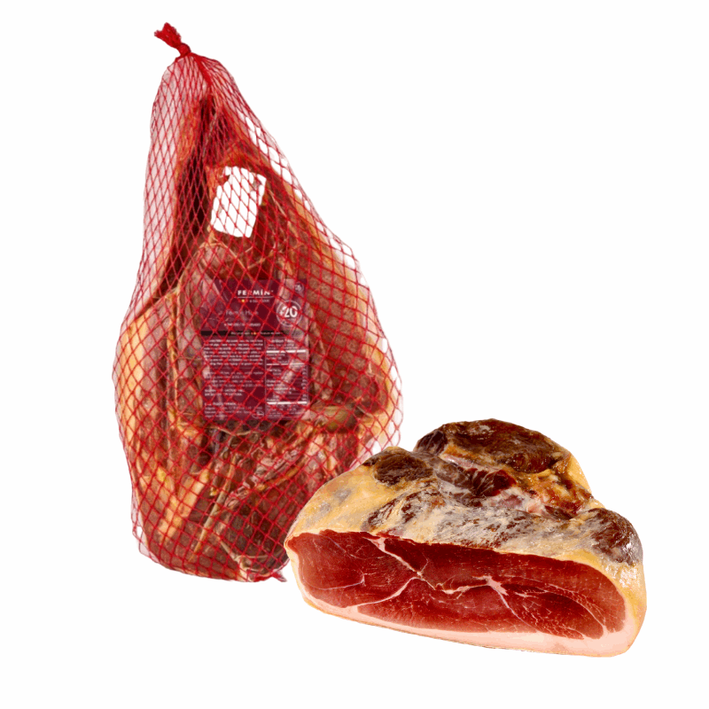 a piece of Iberian ham and a leg packaged