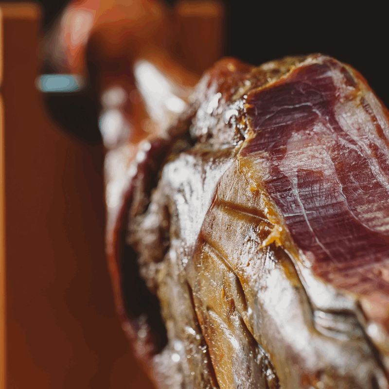 a Iberian ham bone-in opened