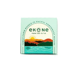 Ekone smoked oysters packaging with scenic design on a white background