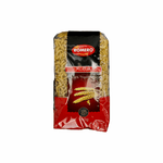a package of pasta with a black and red label