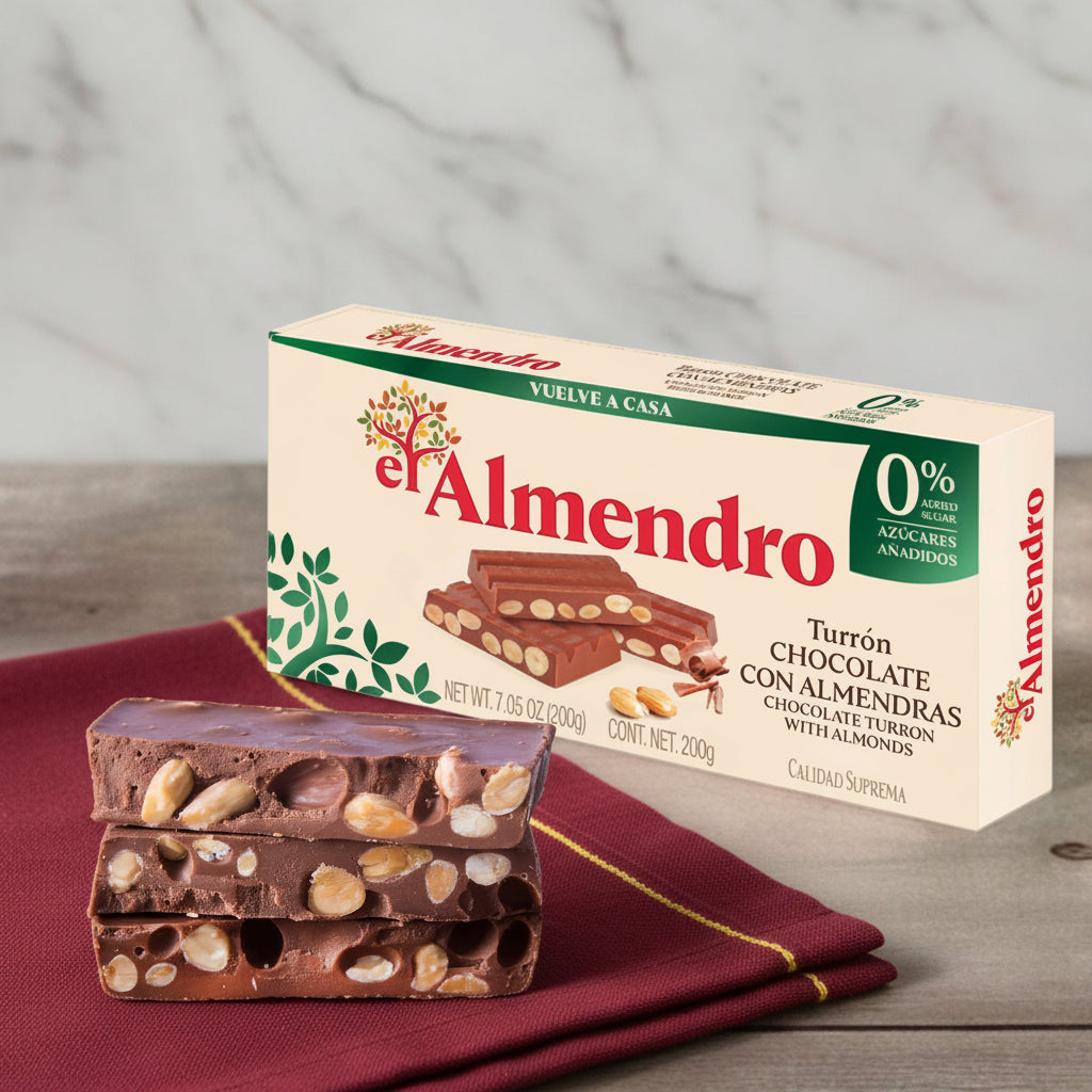 El Almendro Turron Chocolate with Almonds No Sugar Added El Almendro   